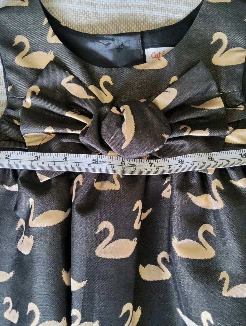 CAT & JACK - Classic Jumper/Dress Black with Gold Swans Sz. ?